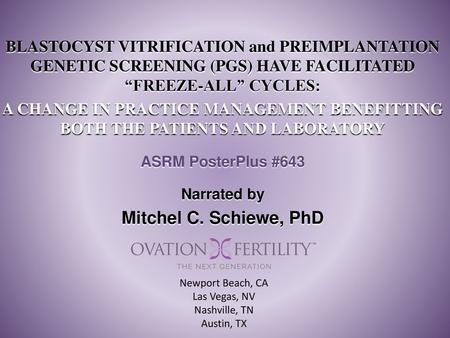 BLASTOCYST VITRIFICATION and PREIMPLANTATION GENETIC SCREENING (PGS) HAVE FACILITATED “FREEZE-ALL” CYCLES: A CHANGE IN PRACTICE MANAGEMENT BENEFITTING.