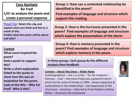 Group 1: How can a contented relationship be identified in the poem?