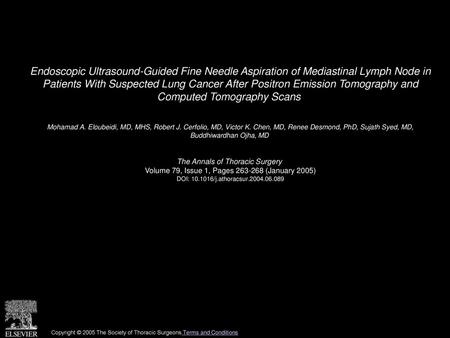 Endoscopic Ultrasound-Guided Fine Needle Aspiration of Mediastinal Lymph Node in Patients With Suspected Lung Cancer After Positron Emission Tomography.