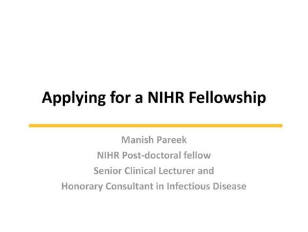 Applying for a NIHR Fellowship