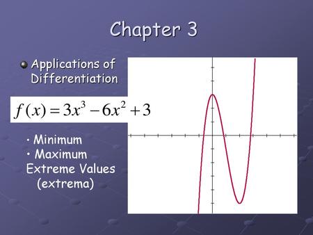 Chapter 3 Applications of Differentiation Maximum Extreme Values