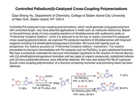 Controlled Palladium(0)-Catalyzed Cross-Coupling Polymerizations