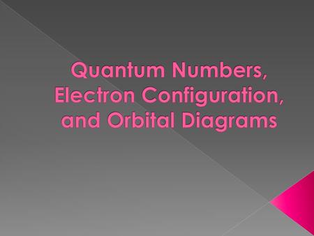 Quantum Numbers, Electron Configuration, and Orbital Diagrams