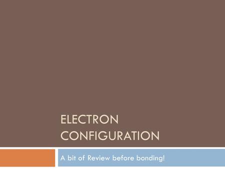 Electron Configuration