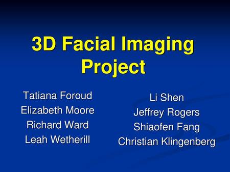 3D Facial Imaging Project