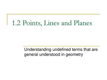 1.2 Points, Lines and Planes