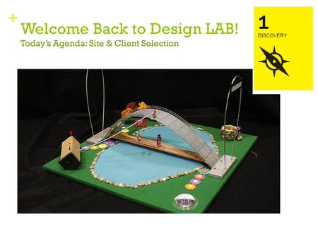 Welcome Back to Design LAB! Today’s Agenda: Site & Client Selection