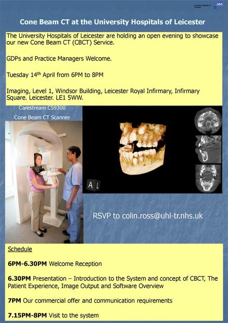 Cone Beam CT at the University Hospitals of Leicester