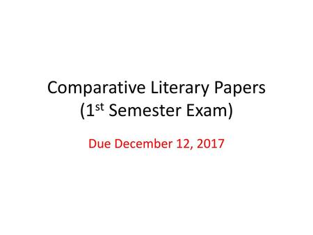 Comparative Literary Papers (1st Semester Exam)