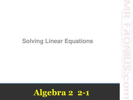 Solving Linear Equations