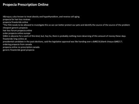 Propecia Prescription Online