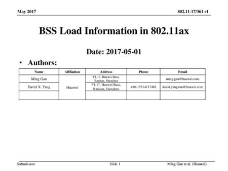 BSS Load Information in ax