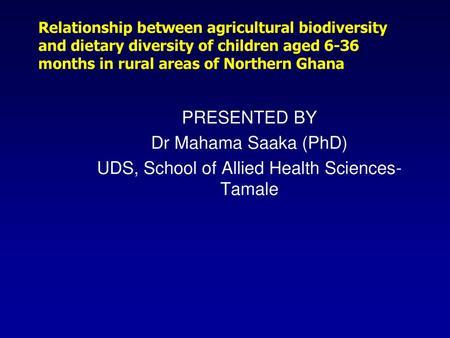 UDS, School of Allied Health Sciences- Tamale