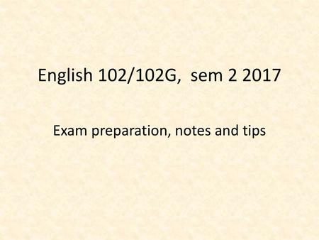 Exam preparation, notes and tips