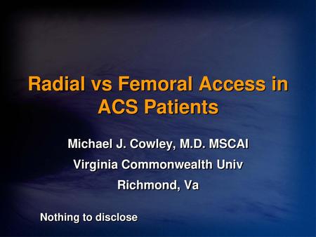 Radial vs Femoral Access in ACS Patients