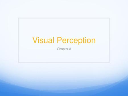 Visual Perception Chapter 3.