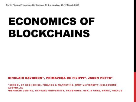 Economics of BlockchainS