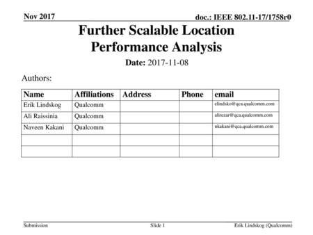 Further Scalable Location Performance Analysis