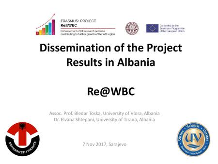 Dissemination of the Project Results in Albania