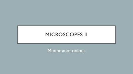 Microscopes II Mmmmmm onions.