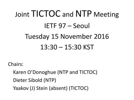 Joint TICTOC and NTP Meeting