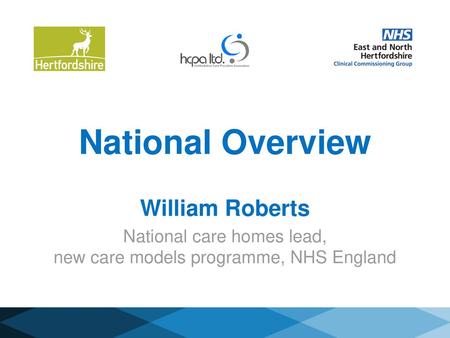 National care homes lead, new care models programme, NHS England