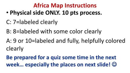 Africa Map Instructions