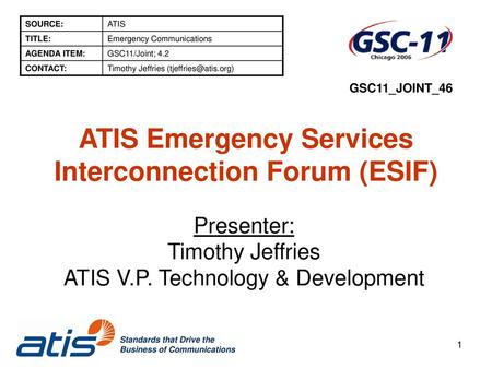 ATIS Emergency Services Interconnection Forum (ESIF)