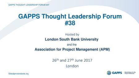 GAPPS Thought Leadership Forum #38