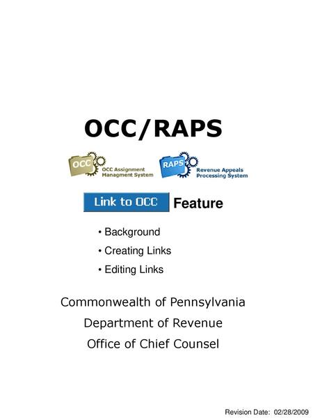 OCC/RAPS Feature Commonwealth of Pennsylvania Department of Revenue