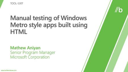 Manual testing of Windows Metro style apps built using HTML