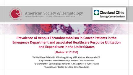 Prevalence of Venous Thromboembolism in Cancer Patients in the Emergency Department and associated Healthcare Resource Utilization and Expenditure.