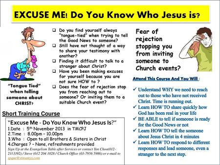 EXCUSE ME! Do You Know Who Jesus is?