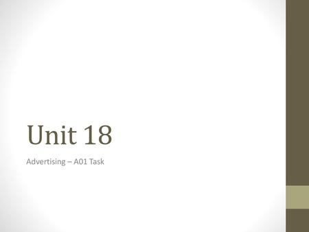 Unit 18 Advertising – A01 Task.