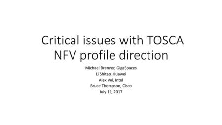 Critical issues with TOSCA NFV profile direction