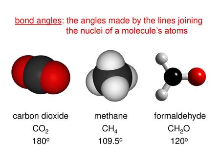 bond angles: the angles made by the lines joining