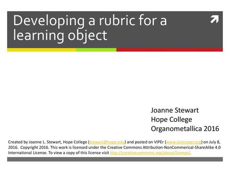 Developing a rubric for a learning object