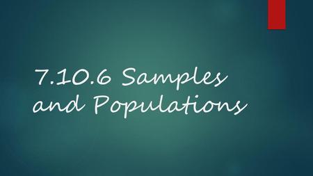 Samples and Populations