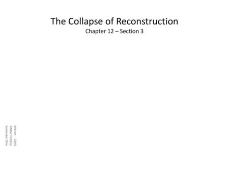 The Collapse of Reconstruction Chapter 12 – Section 3