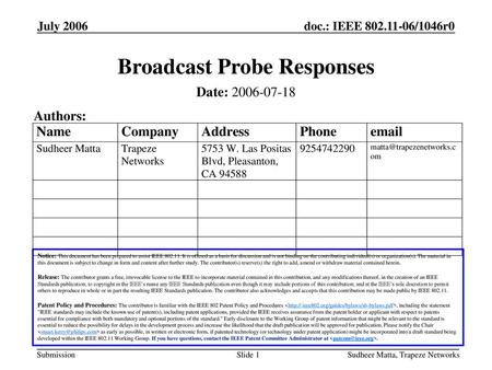 Broadcast Probe Responses