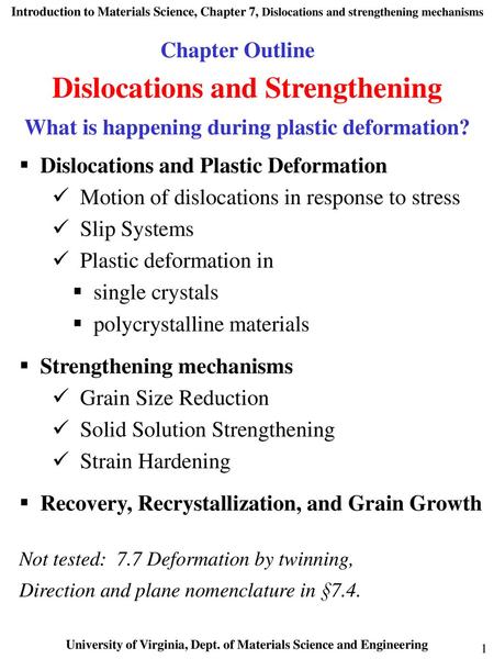 Dislocations and Strengthening