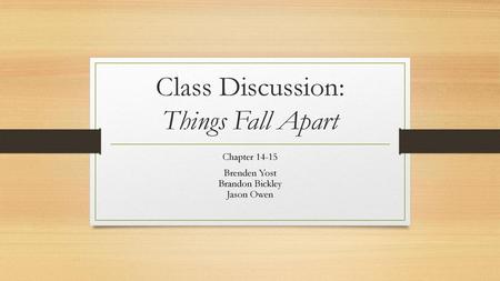 Class Discussion: Things Fall Apart