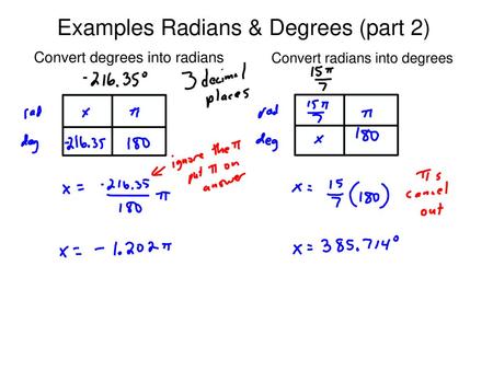 Examples Radians & Degrees (part 2)