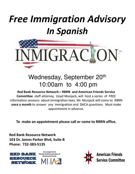 Free Immigration Advisory Mental Health Association of Monmouth County