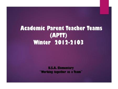 Academic Parent Teacher Teams (APTT) Winter