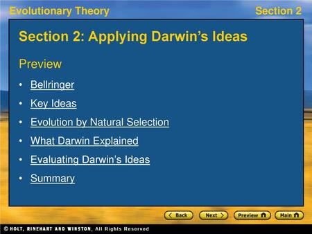 Section 2: Applying Darwin’s Ideas