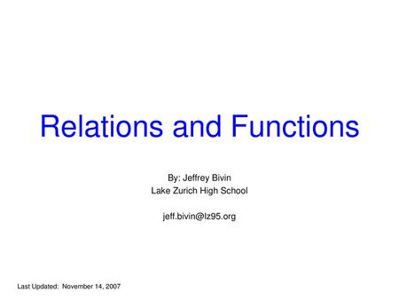 Relations and Functions