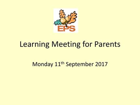 Learning Meeting for Parents