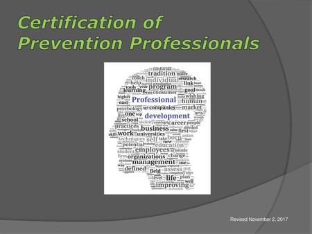 Certification of Prevention Professionals