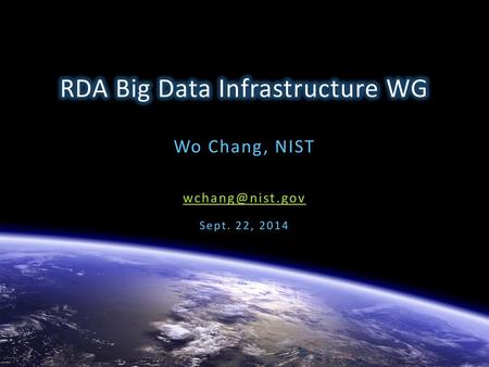 RDA Big Data Infrastructure WG